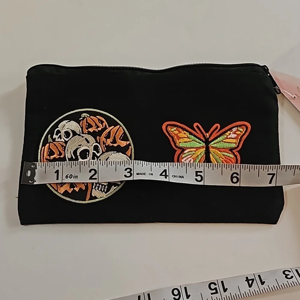 Hand crafted multi use bag  skull pumpkin butterfly iron pachwork farmhouse
